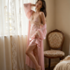 Blush Petal Satin Lace Slip Dress