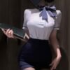 Classic Airline stewardess Sailor Bow Uniform Set