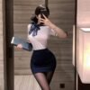 Classic Airline stewardess Sailor Bow Uniform Set (2) Classic Airline stewardess Sailor Bow Uniform Set