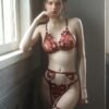 Embroidered&Strappy Lace Garter Lingerie Set