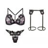 Embroidered&Strappy Lace Garter Lingerie Set