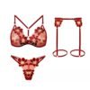 Embroidered&Strappy Lace Garter Lingerie Set