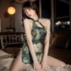Emerald Oriental Halter Cheongsam Mini Dress
