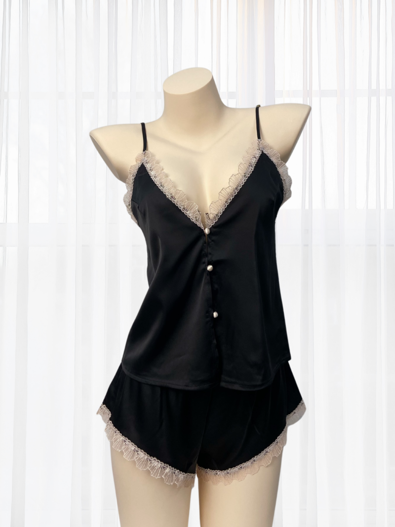 Lace Trim Satin Sleep Set