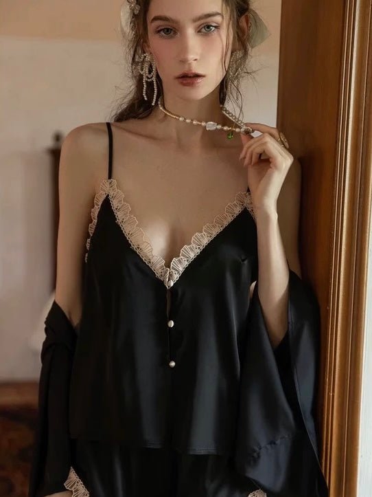 Lace Trim Satin Sleep Set