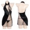 Midnight Butterfly Veil Cheongsam Set