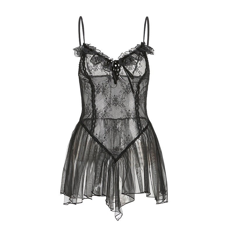 Midnight Veil Lace Babydoll