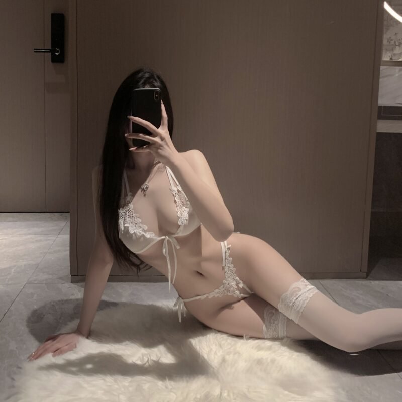 Minimal Lace Triangle Lingerie Set