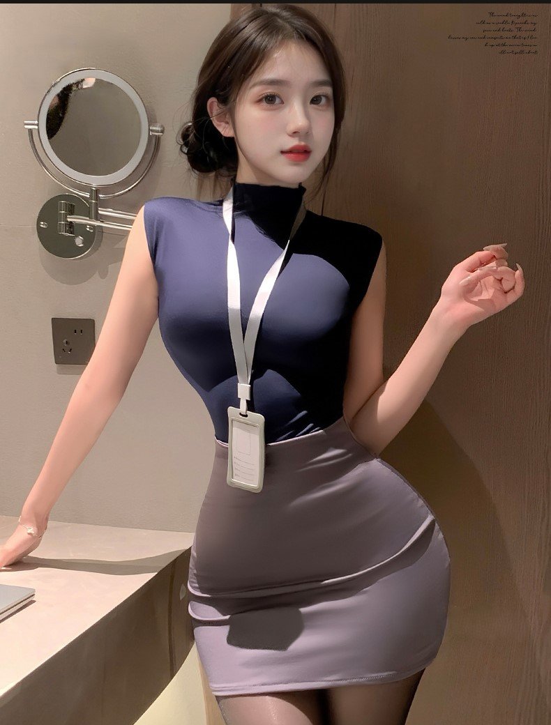 Modern Office Sleeveless ID Uniform Dress