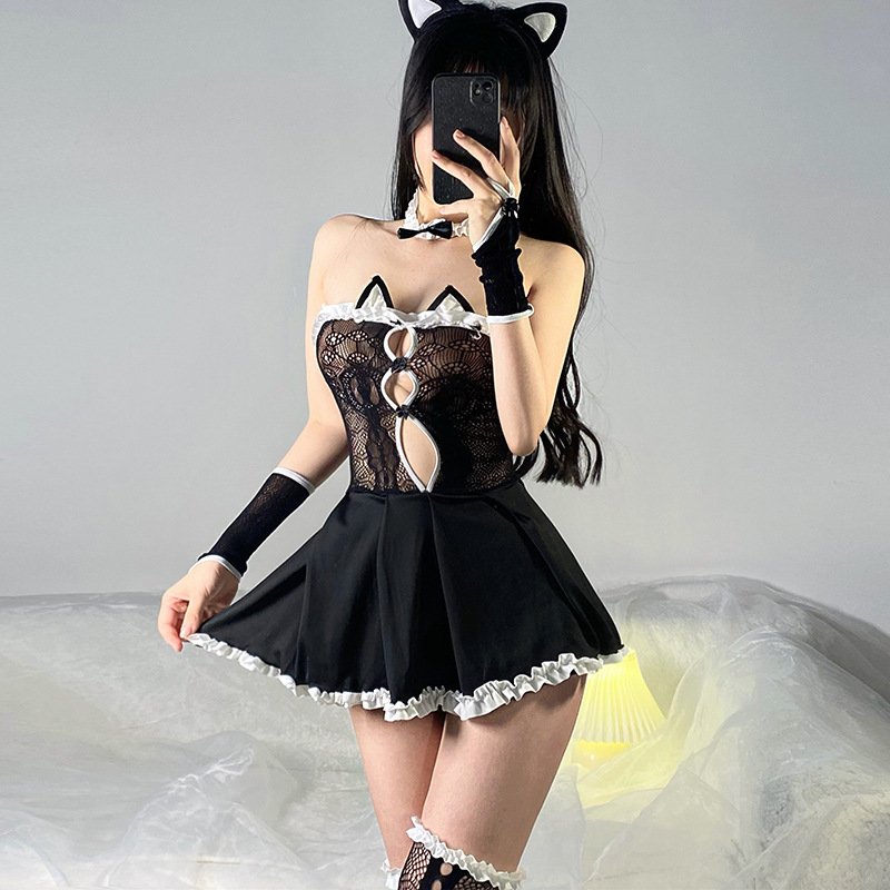 Noir Lace Bunny Maid Set