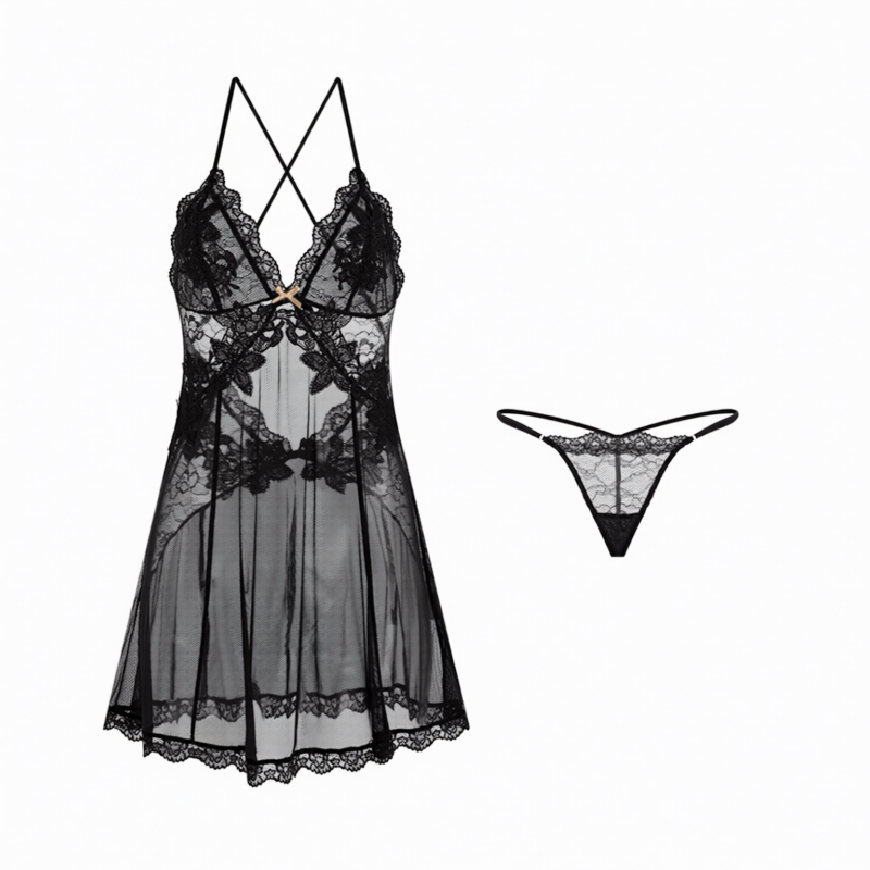 Sheer Bloom Babydoll Set