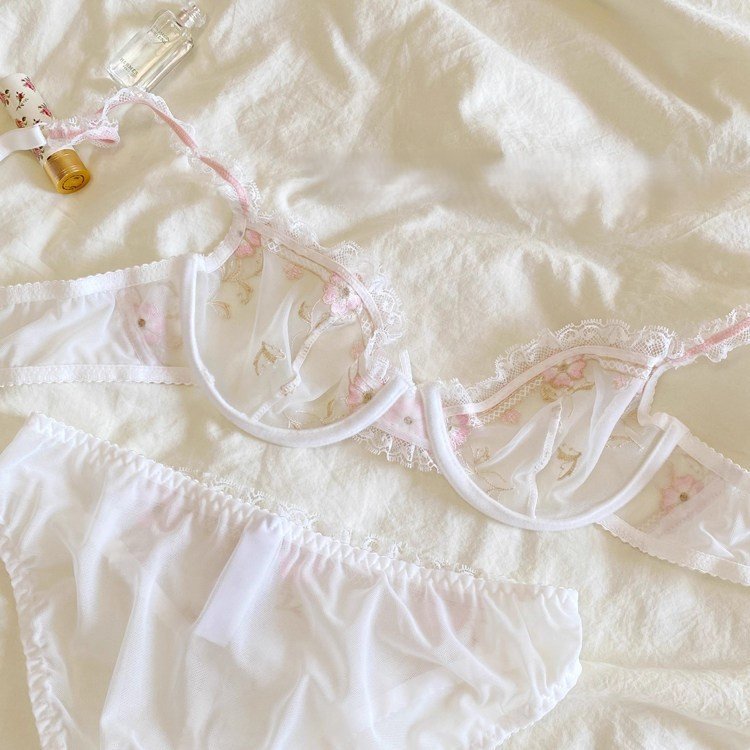 Soft Embroidered Lace Lingerie Set