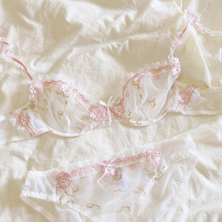 Soft Embroidered Lace Lingerie Set