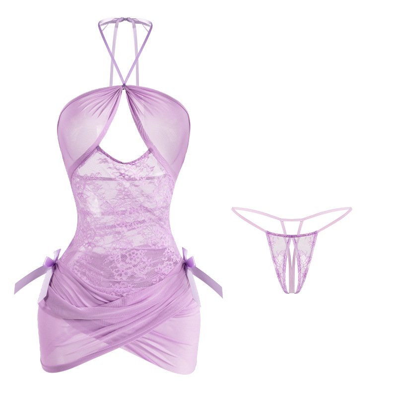 Soft Halter Cut-Out Lingerie Dress Set