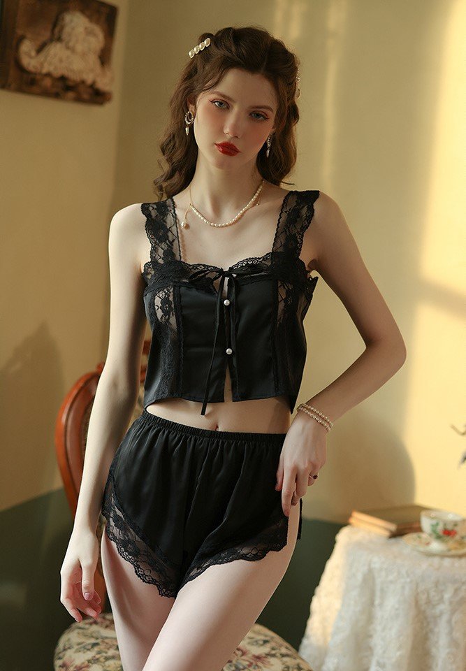 Vintage Lace Trim Cami Set