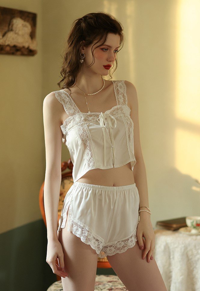 Vintage Lace Trim Cami Set