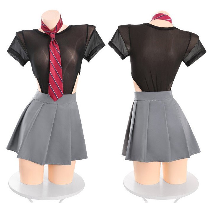 School Uniform Roleplay Set with Tie & Mini Skirt