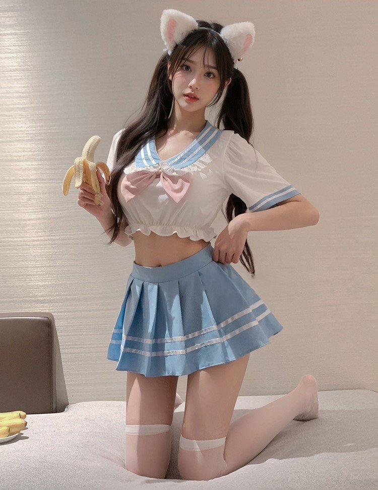 School Uniform Roleplay Set with Tie & Mini Skirt