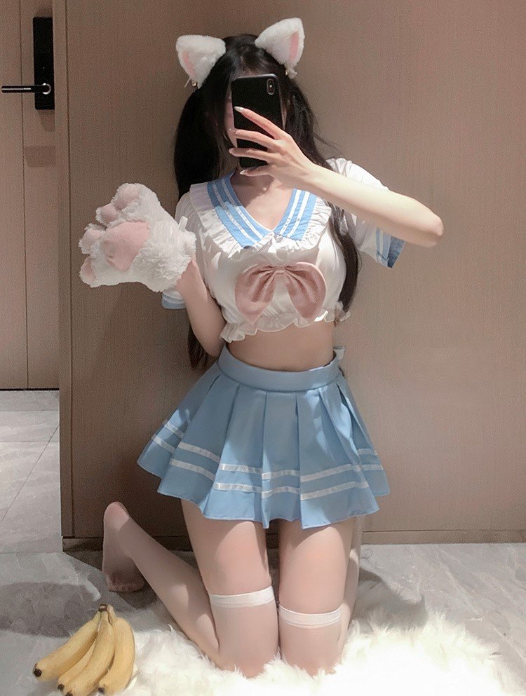 School Uniform Roleplay Set with Tie & Mini Skirt